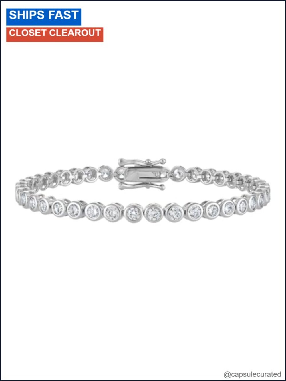 3mm Bezel Set CZ Tennis Bracelet 24K Gold Plated Women's